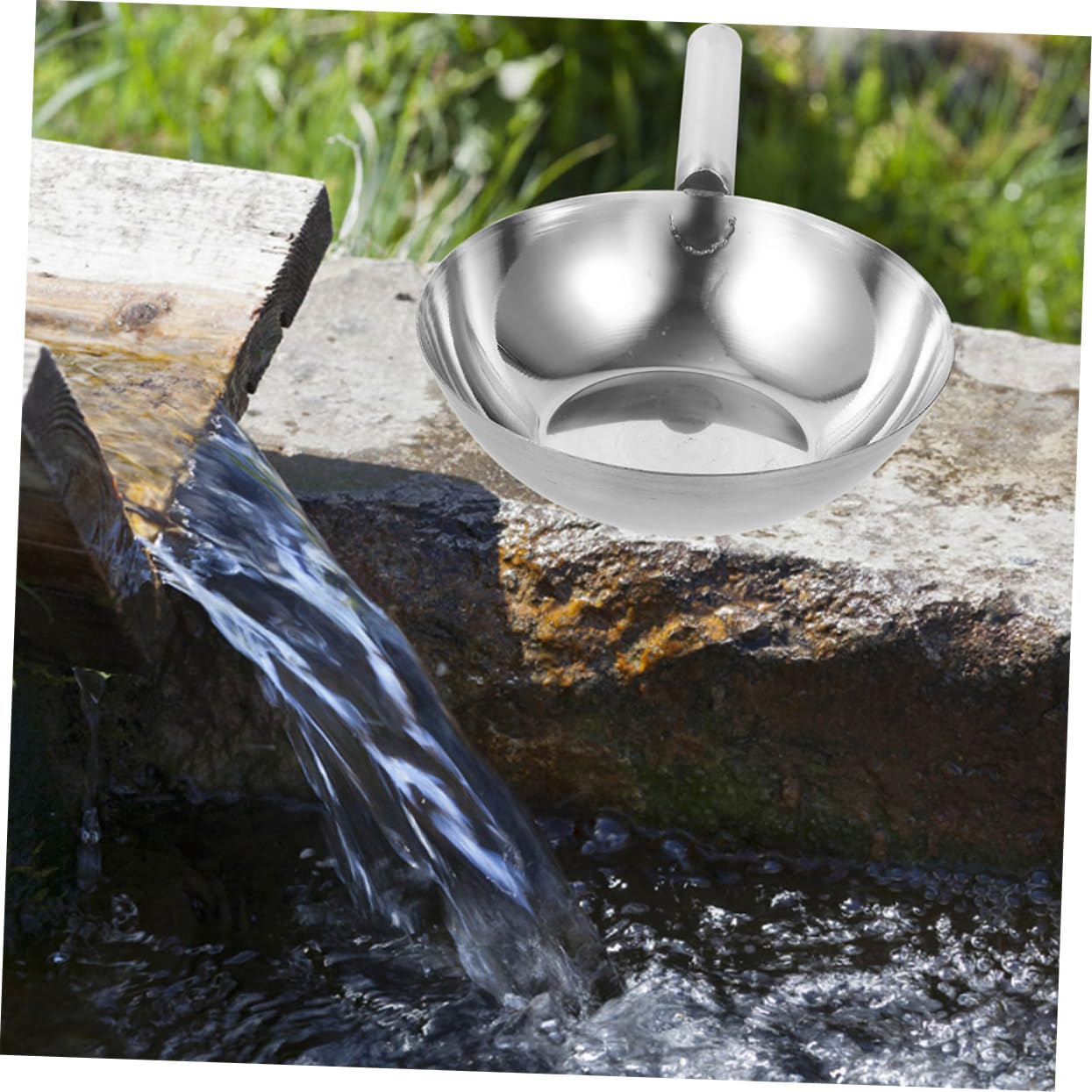 ERINGOGO Schöpfkelle und Dicker Konstruktion Multifunktionale Küchenwasserschöpfkelle Platzsparend und Robust Edelstahl mit Langem Griff für Haushalt und Garten
