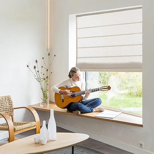 Vista 33 de Sunbox Persianas romanas sin cordón, de tela para oscurecer la habitación, persianas romanas para ventanas, puertas, puertas francesas, ventanas