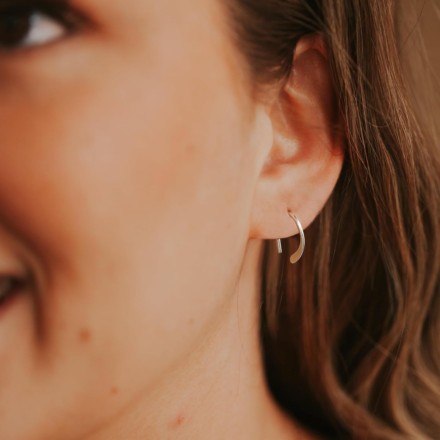 CHIC & ARTSY 925 Sterling Silver Half Hoop Earrings for Women, Adjustable Huggie & Threader Hoop Earrings Collection, Hypoallergenic Lightweight Sleep & Everyday Earrings with Symbolic Designs - Image 2