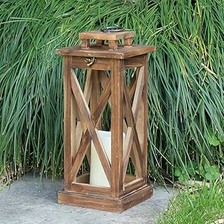 Rustic Farmhouse Wooden Candle Lantern,17'' H Lanterns Decorative Indoor...