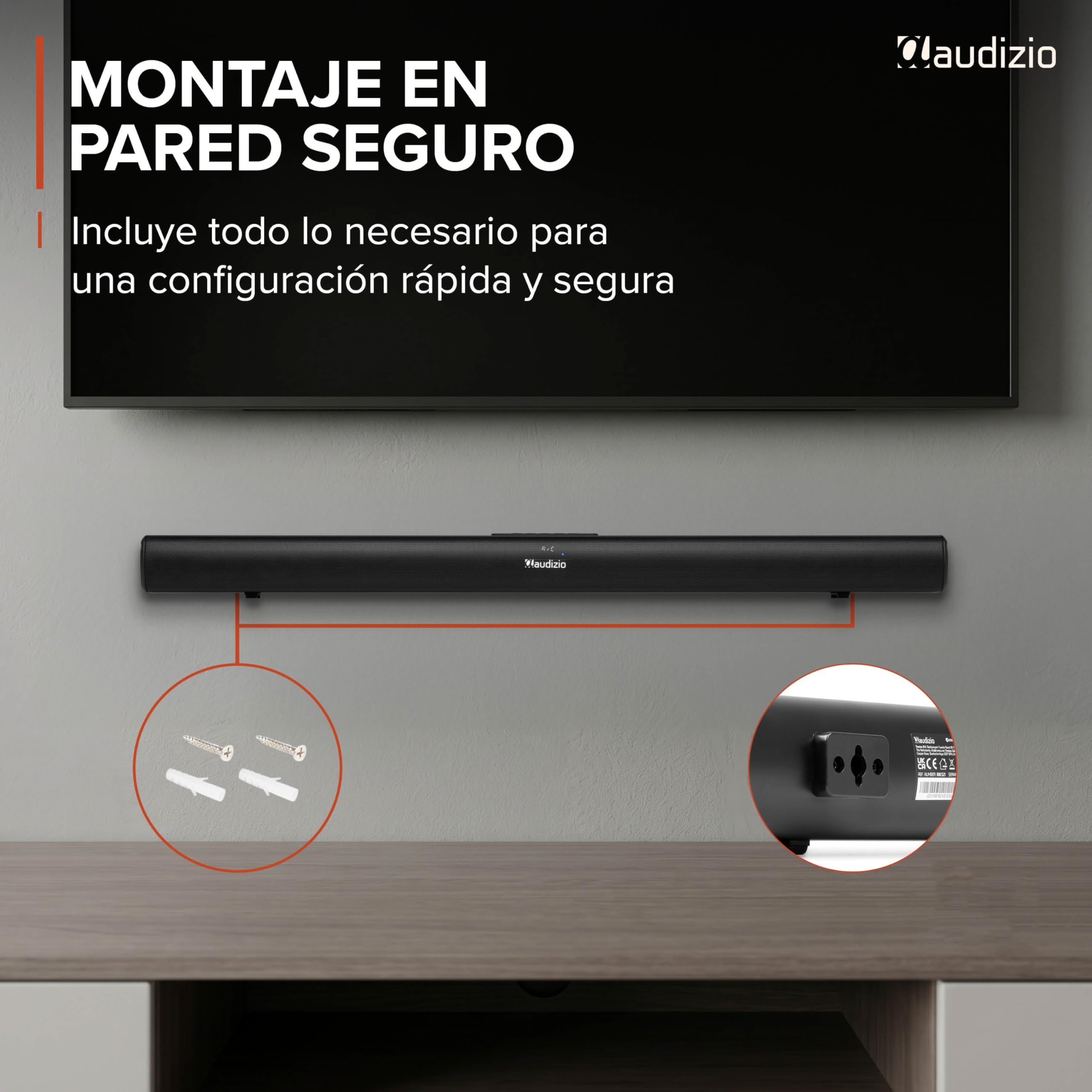 Audizio SB92S – Barra de Sonido 150W con subwoofer 6,5", HDMI ARC, Bluetooth 5.0, USB, óptica y AUX, soundbar 90 cm para TV con Graves Profundos y Mando a Distancia, Color Negro