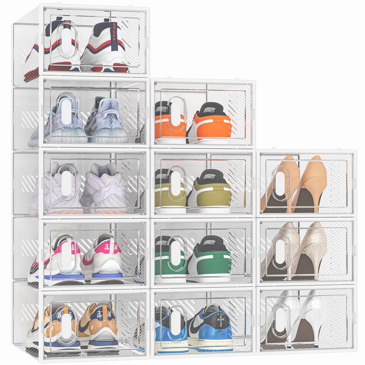 Buy SIMPDIY Shoe Box,12 pcs Shoe Storage Boxes Clear Plastic Stackable