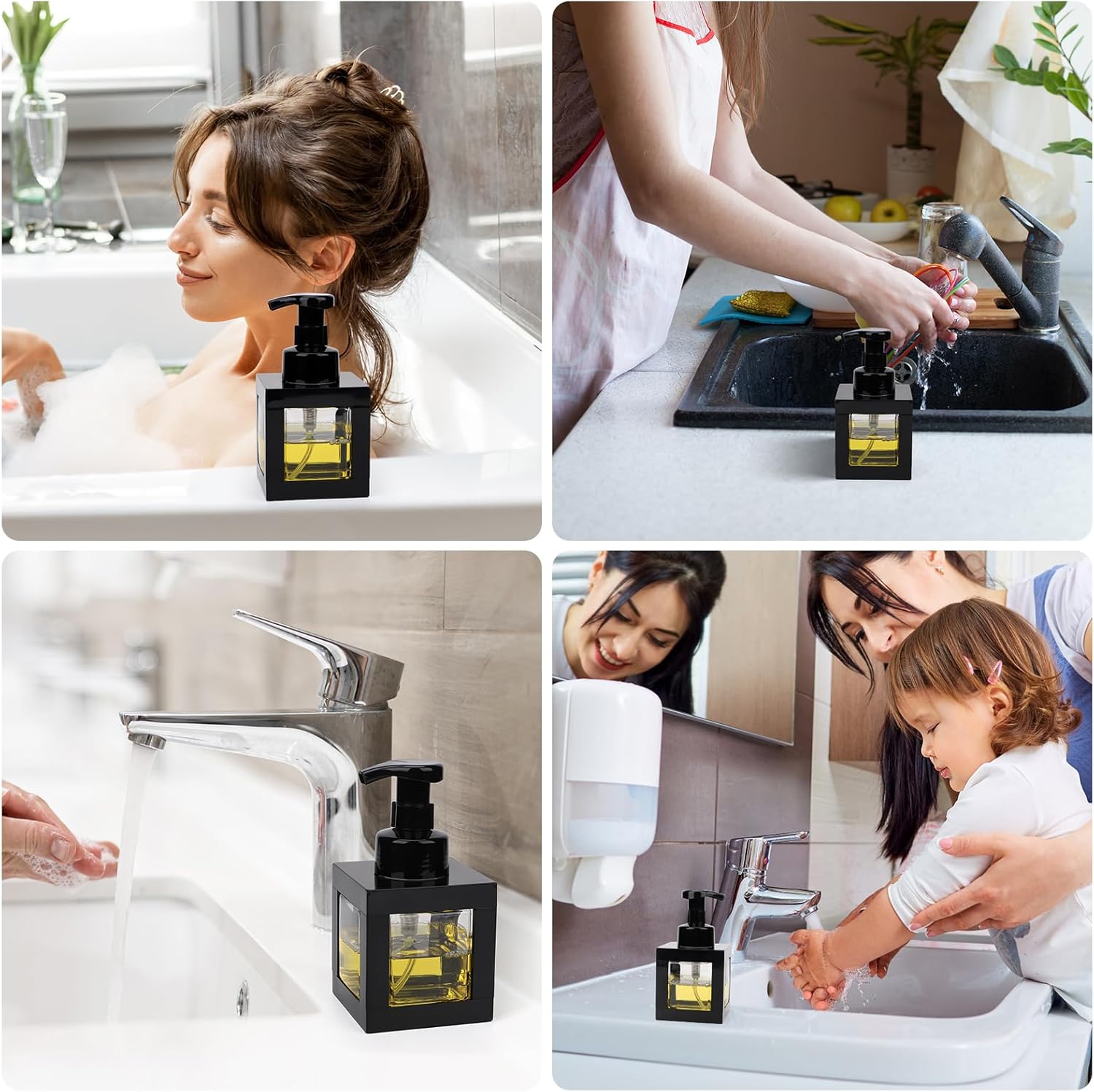 Segbeauty 11.84oz Black Foaming Soap Dispenser for Bathroom, 350ml Plastic Hand Soap Foam Dispenser with Label Stickers, Dish Body Soap Shampoo Bottles Refillable with Pump for Kitchen Sink Shower - Image 6