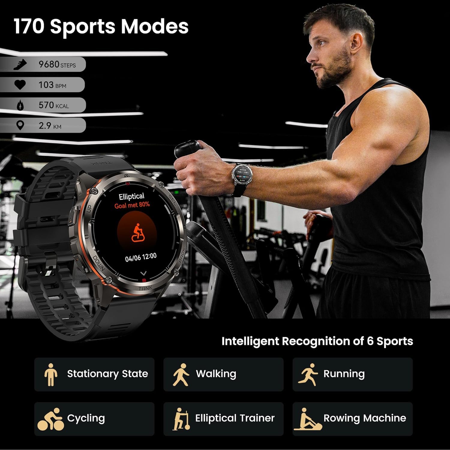 KOSPET Tank T3 Ultra 2 Montre Connectée Homme, GPS, Acier Inoxydable, 5 ATM