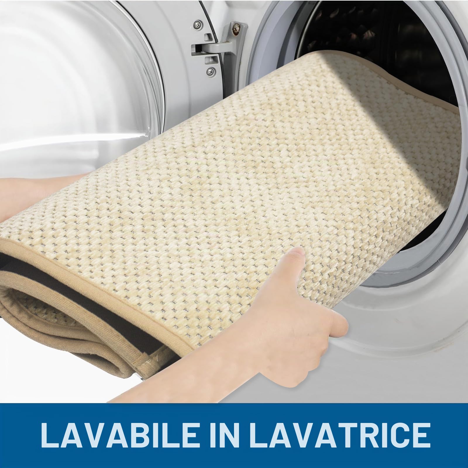 Tappeto Bagno 50 x 150 cm, Tappetino in Microfibra, Tappeti in Gomma Antiscivolo Assorbente, Soffice Tappetini Doccia, Lavabile in Lavatrice, Adatto per Doccia, Bagno, Beige