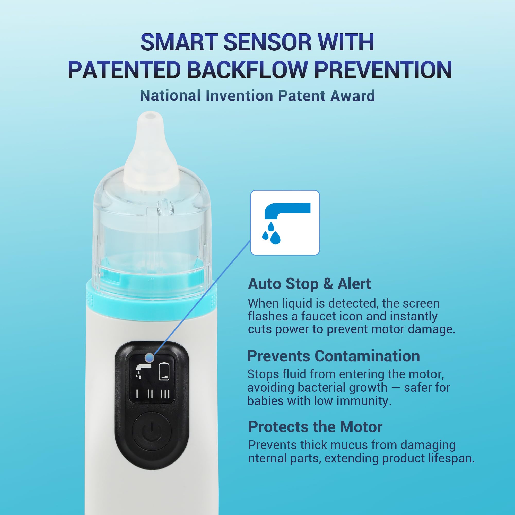 Mibest Aspiradores nasales para bebés, limpiador eléctrico de nariz con 3 niveles de succión, 4 puntas de silicona, recargable por USB, ventosa silenciosa y segura para recién nacidos, bebés y niños