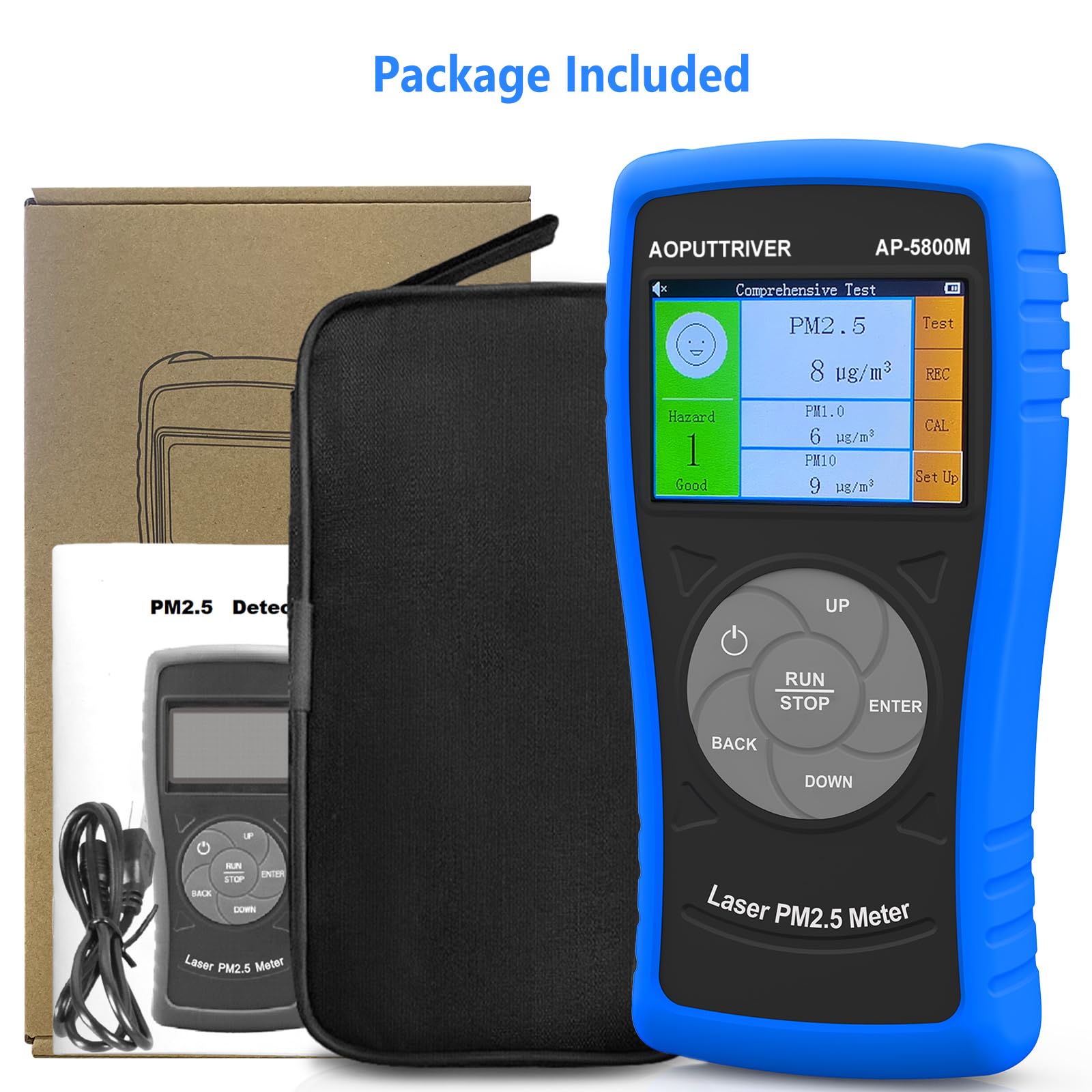Medidor de partículas de Polvo Fino, Sensor PM2.5 AP-5800M, Monitor de Calidad del Aire PM2.5 para Prueba PM2.5, PM1.0, PM10, Adecuado para Interior/Exterior/Dormitorio/Oficina
