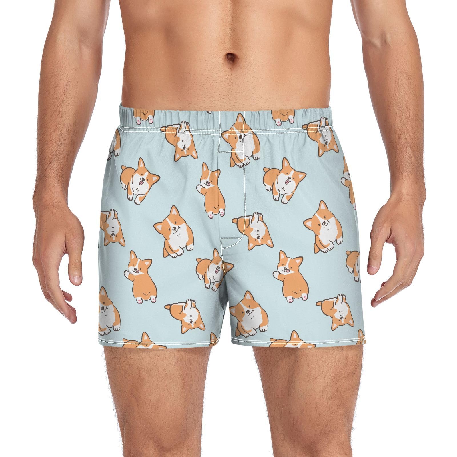 Men's Boxer Shorts Cotton Loose Underwear with Button Fly