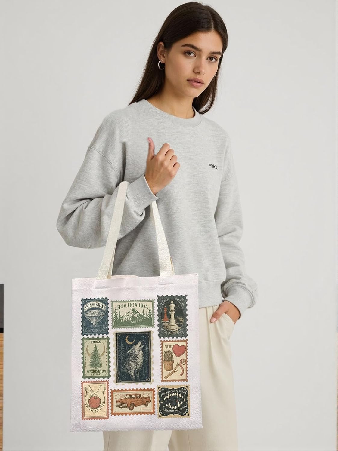KUIYAI Vampire Movie Merchandise Tote Bag HOA HOA HOA Season Bag Forks Washington Gift Vampire Brother Lover Gift For Fans