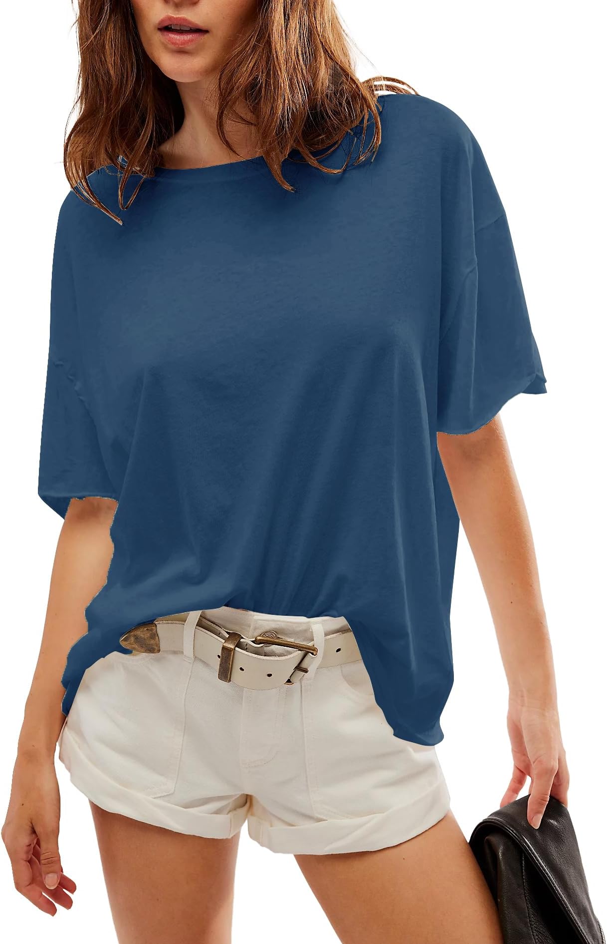 ETCYY NEWWomens Oversized T Shirts Loose Fit Crewneck Short Sleeve Summer Tops