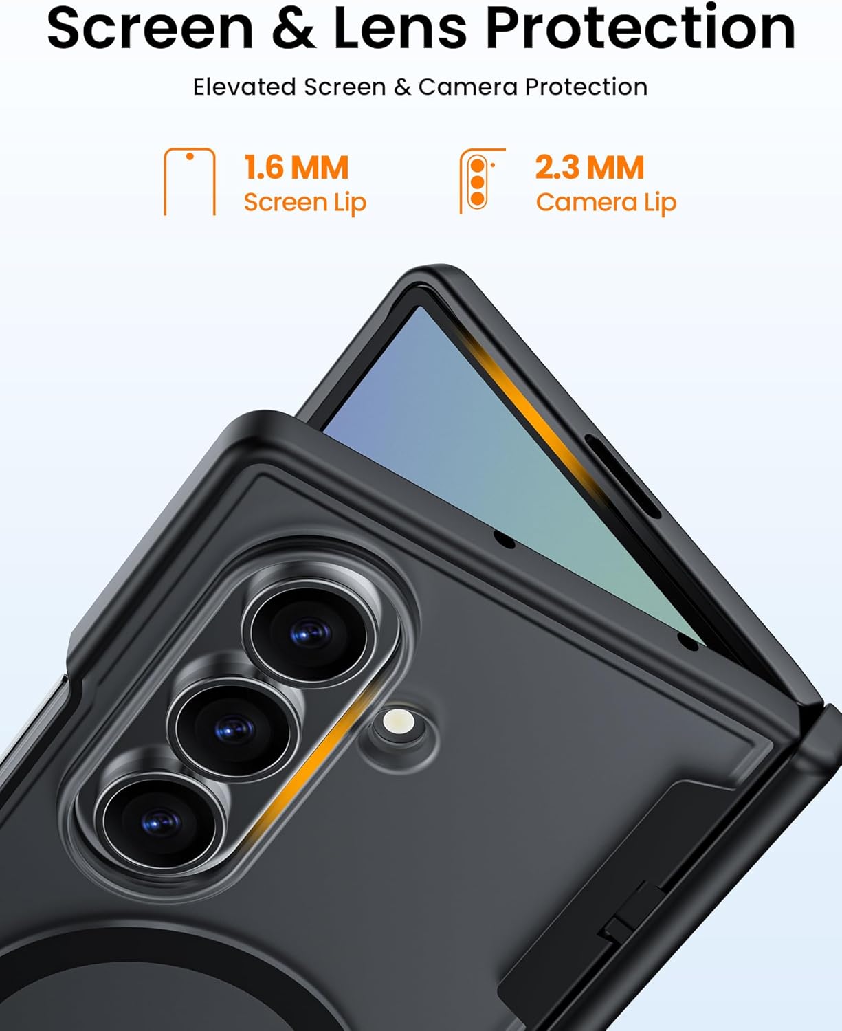 Spugan for Samsung Galaxy Z Fold 7 Case with MagSafe, [Screen Protection] [Hinge Protection] Translucent Strong Magnetic Shockproof Case for Galaxy Z Fold 7 8",Black-HD