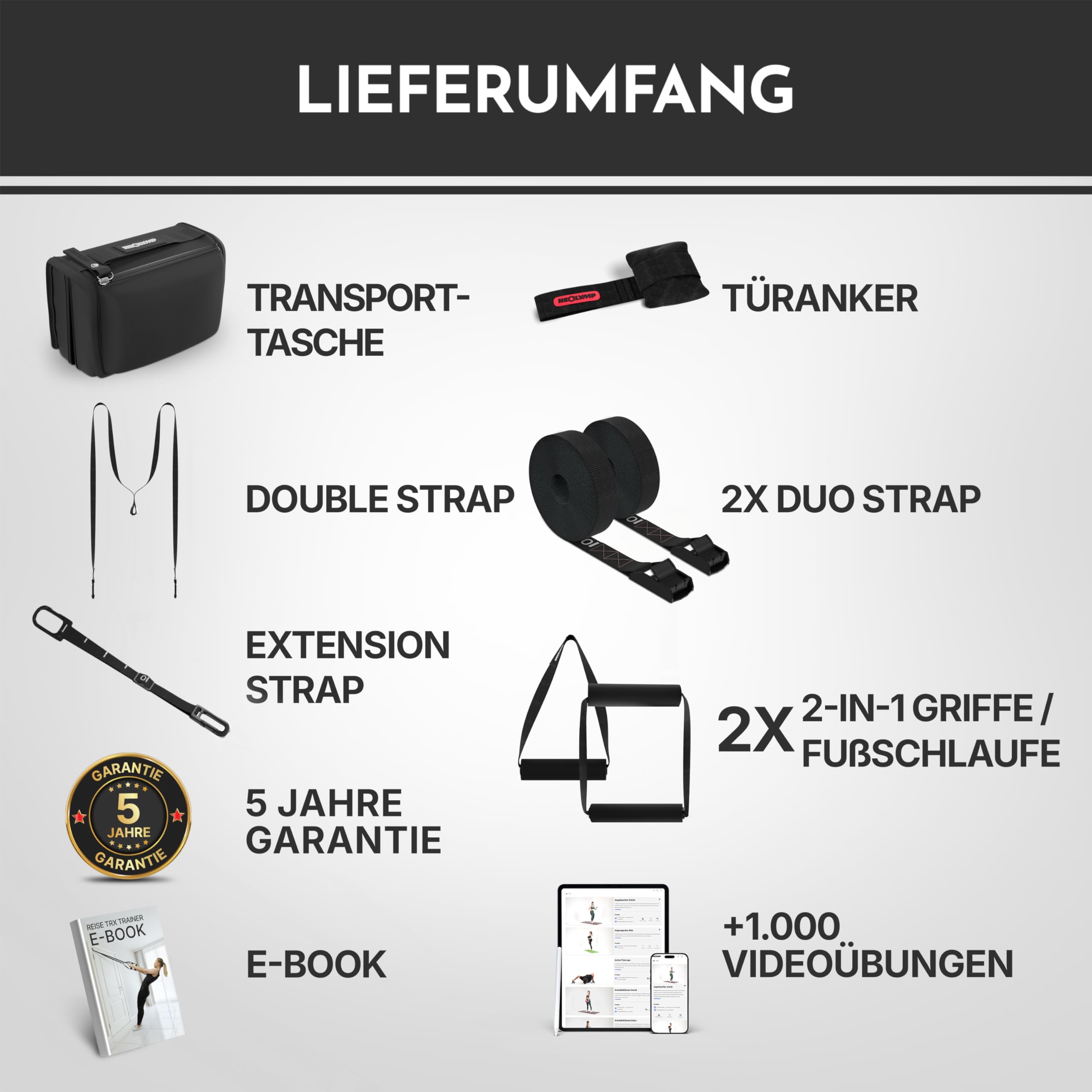 NEOLYMP Schlingentrainer mit Türanker & Befestigungsgurt – Verstellbarer Sling Trainer für Zuhause, Outdoor & Reisen – Widerstandsbänder Set für Funktionelles Ganzkörpertraining