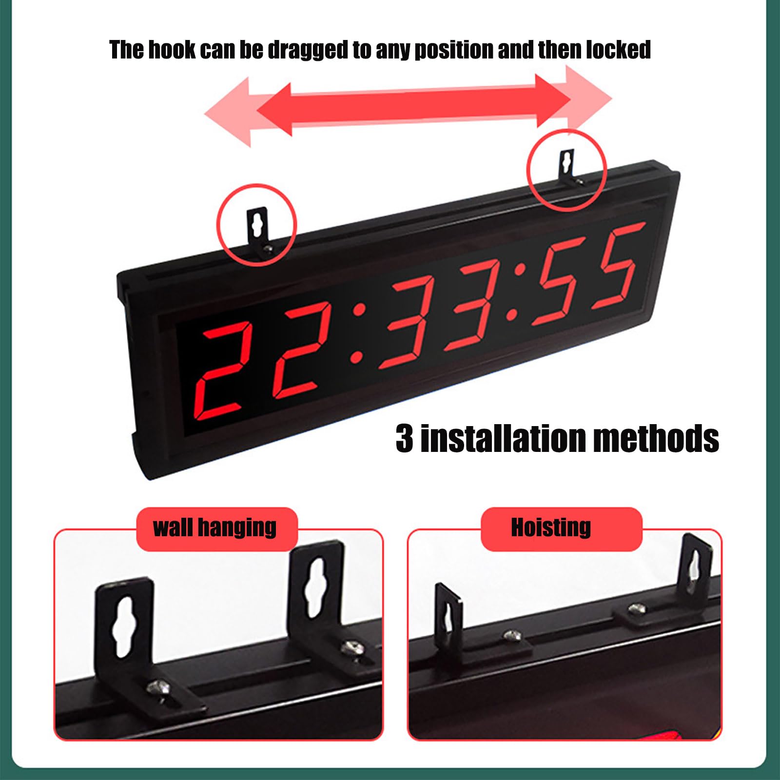 Reloj de pared digital con trípode, doble cara, 20 juegos de memoria, temporizador remoto, para gimnasio, oficina en casa