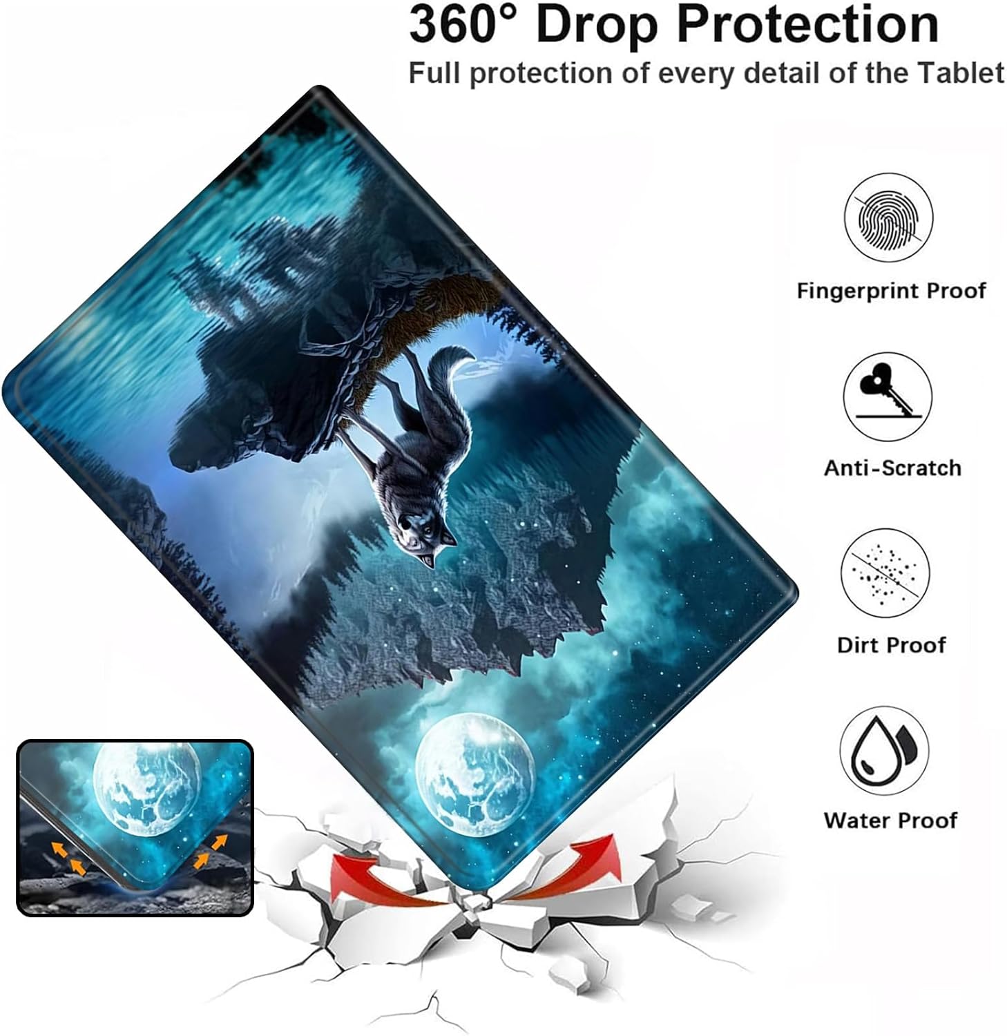 Case for Kindle Paperwhite 12th Gen 2024 (7")& Kindle Colorsoft Signature Edition,PU Leather Slim Standing Smart Cover Case with Auto Sleep/Wake for Kindle Paperwhite 2024-Moonnight Wolf