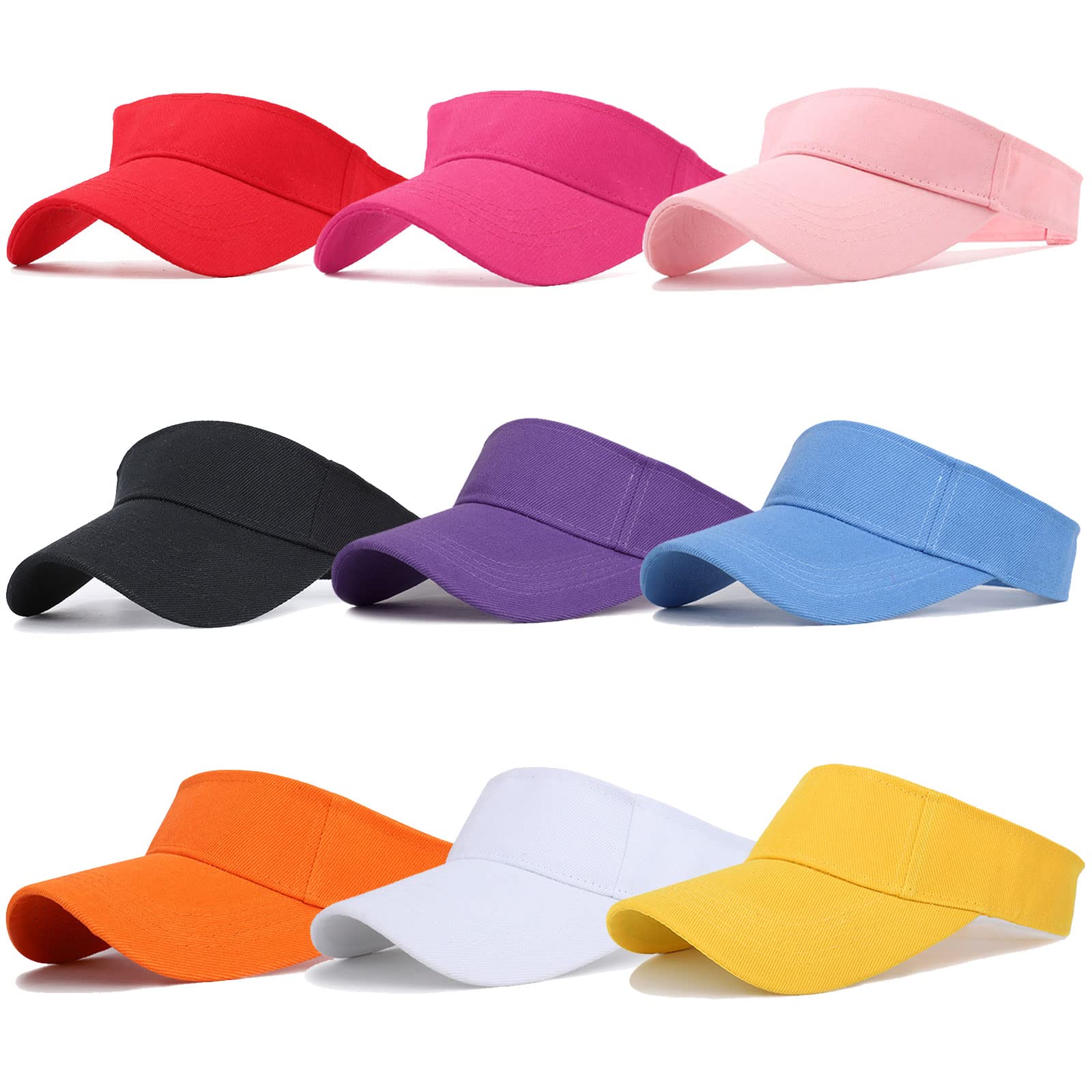 Ultrafun 9Pack Kids Sun Visor Hat UV Protection Sports Tennis Beach Summer Visor Hats for Boys Girls Aged 5 to 12 Years