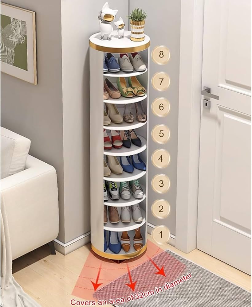 360°回転シューズラック♡新品 Amazon｜靴収納ボックス 回転式シューズラック 360回転靴