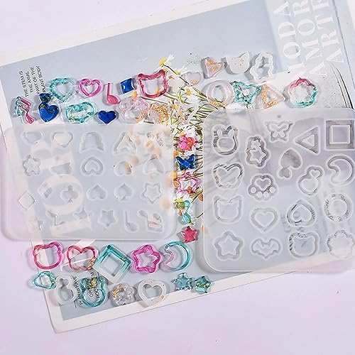 Miniatura 4 de Attuslla Moldes de Silicona Agitadores de Resina Moldes de Aretes de Resina Moldes de Silicona con Purpurina para Joyería DIY Colgante Collar