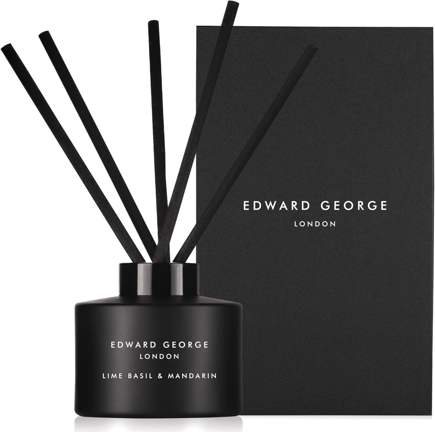 Edward George Reed Diffusers for Home Lime Basil & Mandarin Fragrance Oil Reed Diffuser Set with 10 Oil Diffuser Sticks, 5.6 fl oz