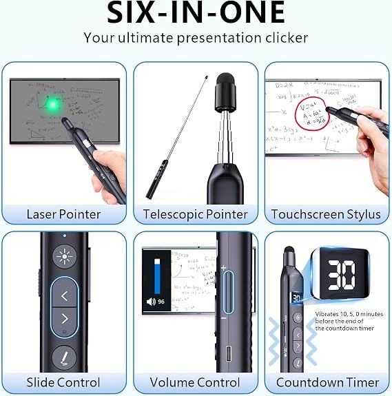 N21 Bluetooth Presentation Clicker with Telescopic Pointer for Powerpoint