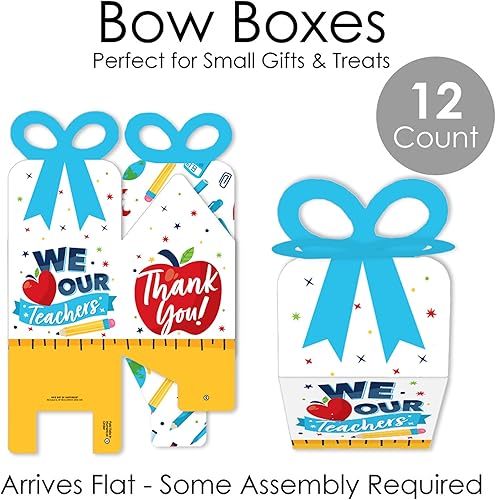 Miniatura 5 de Big Dot of Happiness Thank You Teachers - Cajas de regalo cuadradas - Cajas de lazo de agradecimiento al maestro - Juego de 12