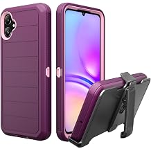 for Samsung Galaxy A05 Case with Belt Clip & Kickstand, Shockproof Protection Multi Layers Rugged Case with Belt Holster for Samsung Galaxy A05 6.7 inch 2023 Purple+Pink