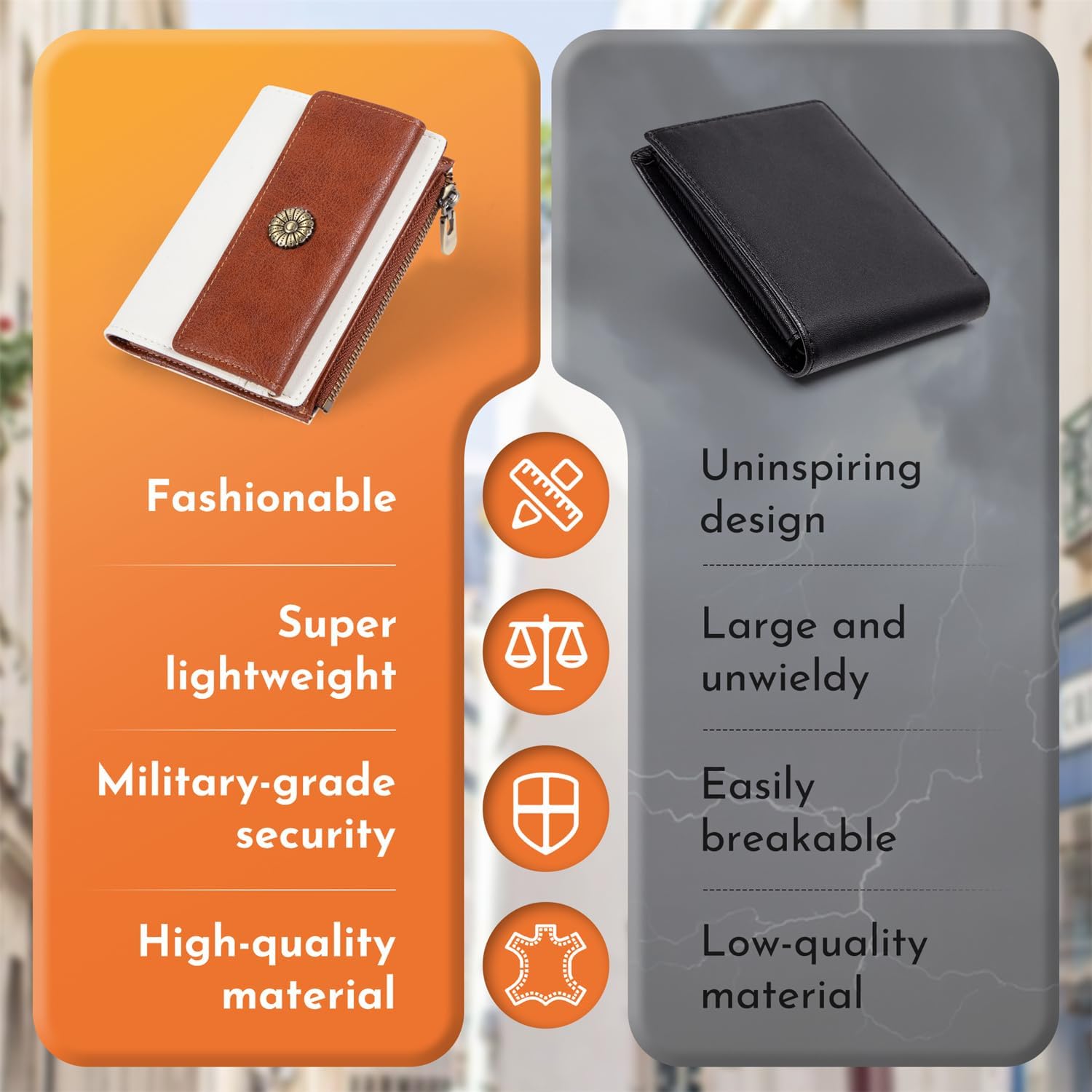 Small Wallet Women RFID Blocking Soft Leather Bifold Compact Card Holder Wallet for Women with Zipper Coin Pocket Beige Brown - Image 7