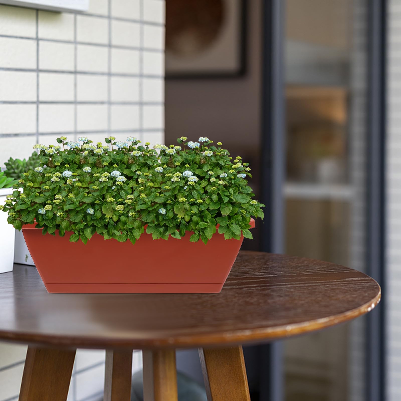 MAGICLULU Lot de 6 Pots de Fleurs en Plastique Épaissi Trous de Drainage pour Jardinage et Balcon, Jardinières Rectangulaires Solide Design Délicat et Atmosphère Pastorale
