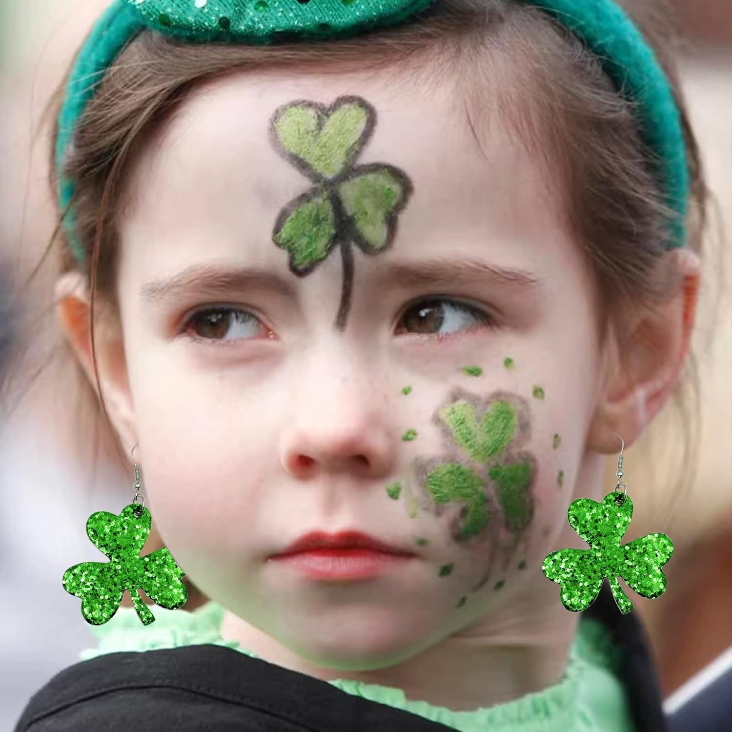 St Patricks Day Earrings Irish Green Hat Clover Dangle Earrings shamrock Holiday Earring for Women (Style-C) - Image 3