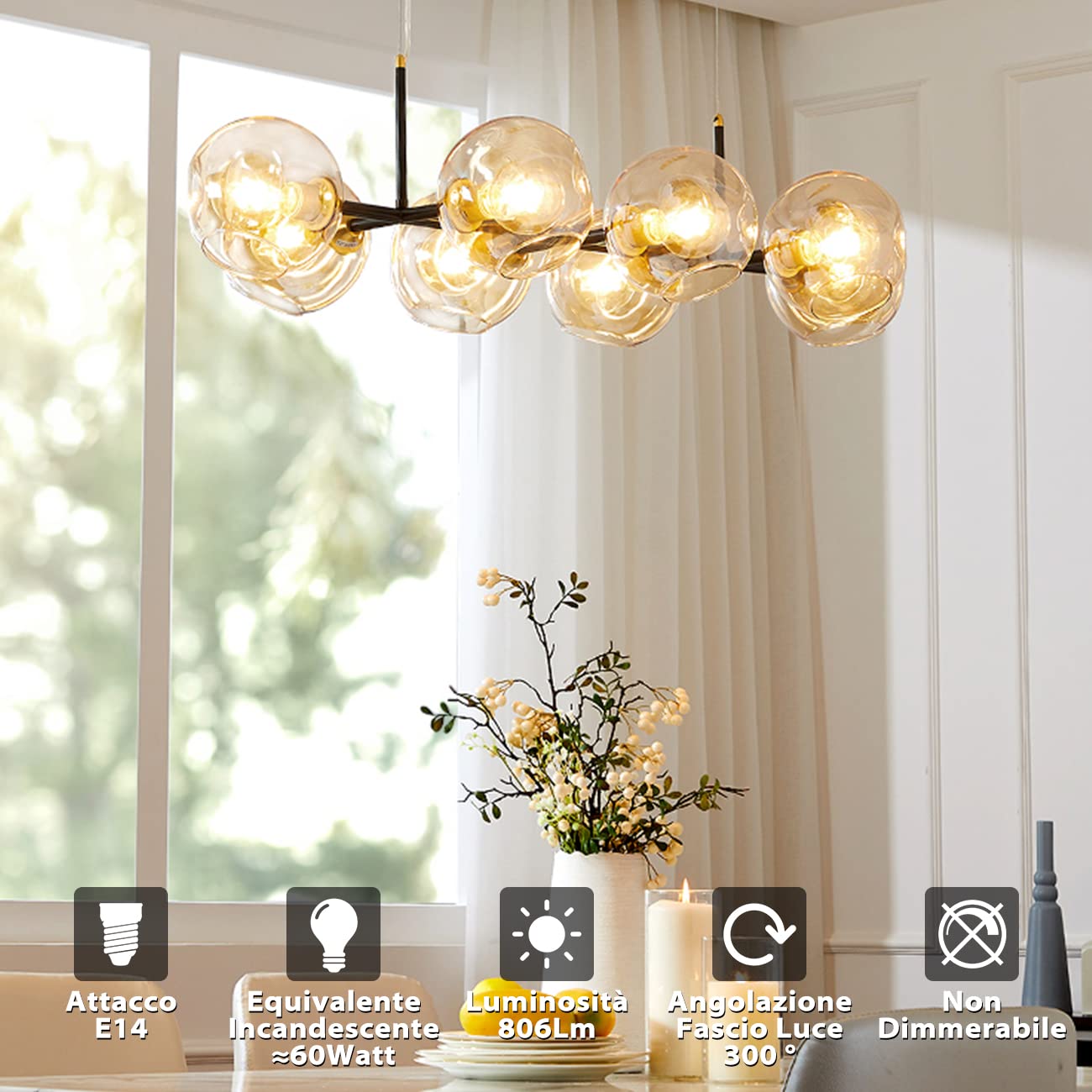 LVWIT Lampadine LED E14 Luce Calda 2700K, Lampadina 5.5W Equivalenti a 60W, 806LM, Lampadina LED Filamento G45 Stile Vintage Retrò, Risparmio Energetico, Non Dimmerabile, Pacco da 6 Unità