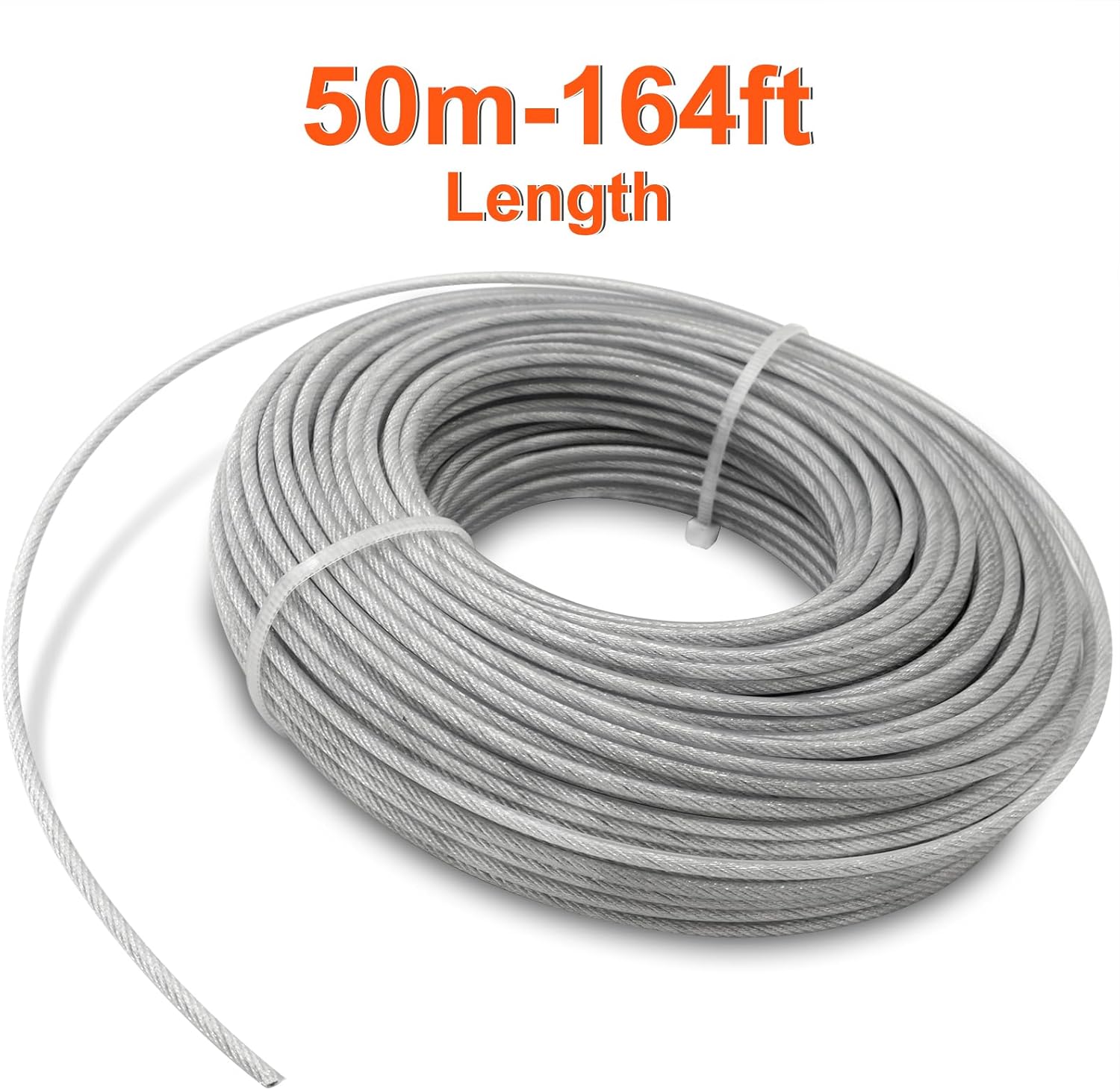 Akuoly Grass Trimmer Line Nylon Steel 0.095'' 164ft/50m Round String Trimmer Spool Replacement, Steel Metal Core and Nylon Coating for Tough Weeds in Gardens and Lawns