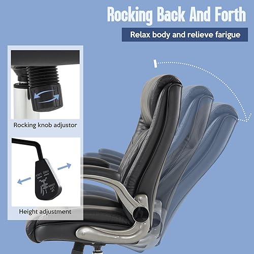 Miniatura 3 de Silla ergonómica de oficina con respaldo alto, silla de oficina ejecutiva de piel sintética, silla de oficina resistente, silla de escritorio,