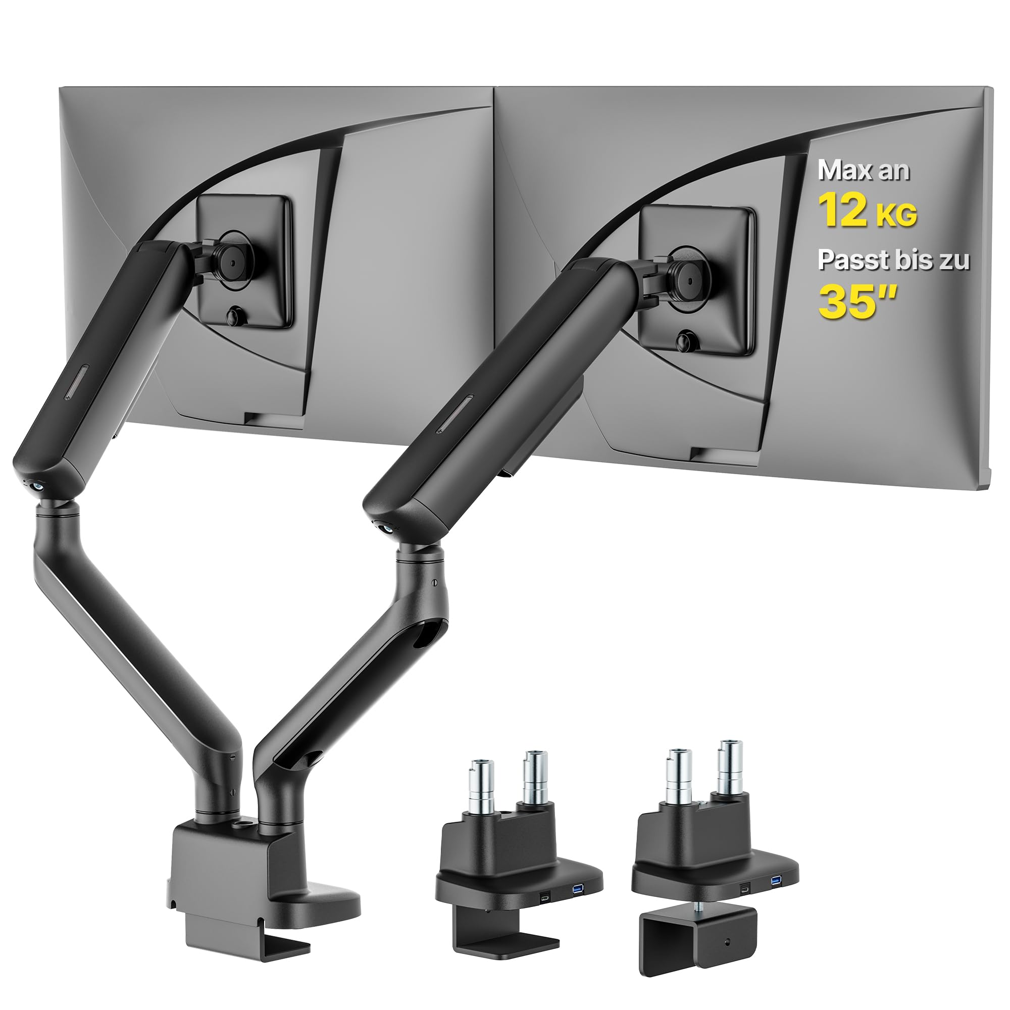 monTEK Monitor Halterung 2 Monitore für 17-35 Zoll Bildschirme