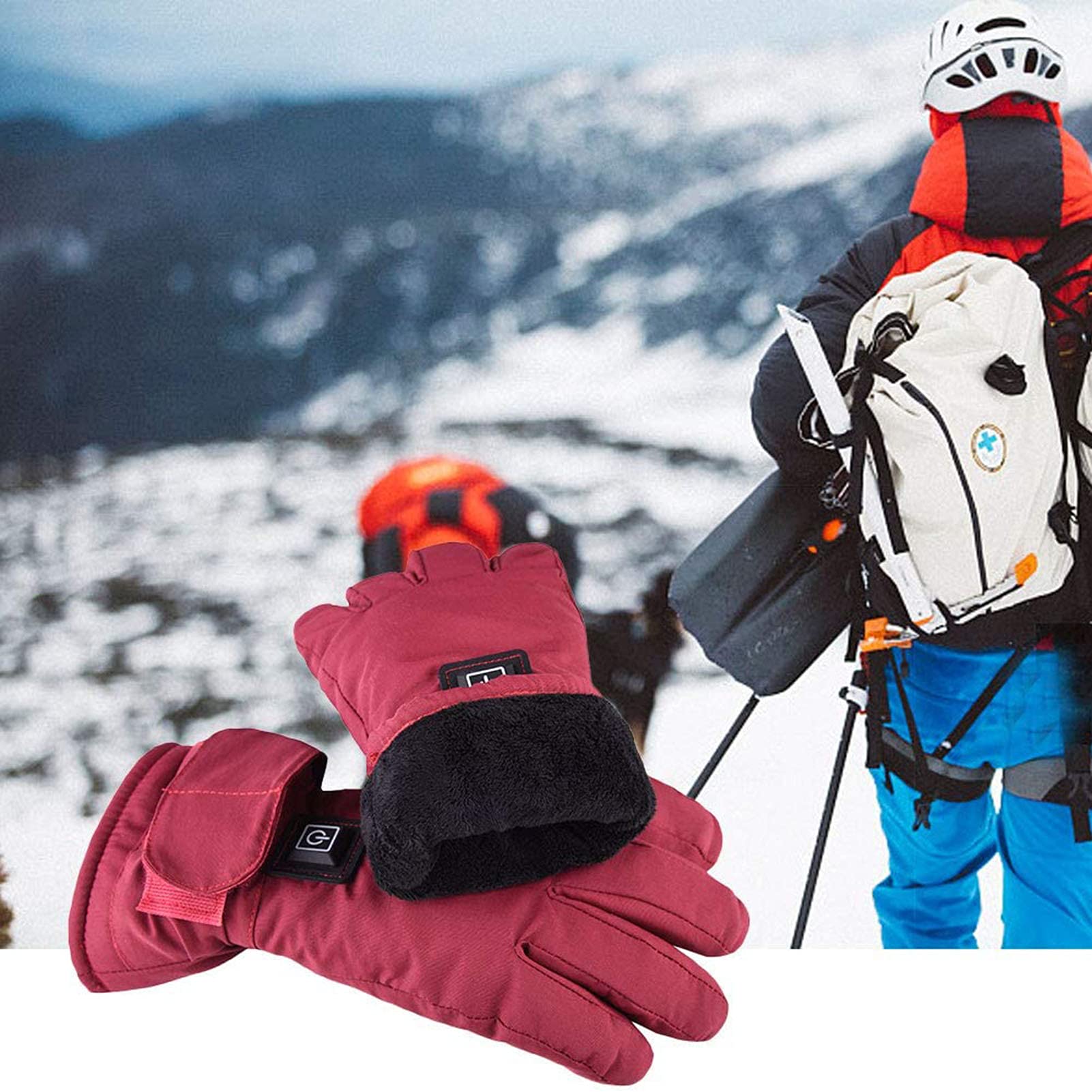 CHEWYNP Guanti riscaldanti elettrici - Guanti scaldamani Invernali Impermeabili Antivento Ricaricabili da Donna, per Moto, Sci, Alpinismo, Ciclismo, Campeggio, Pesca