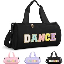 Personalized Dance Bag for Girls 6-9, Teen Toddler Ballet Bag Cute Chenille Letter Gym Sport Workout Duffel Bags, Waterproof Cheer Dancer Overnight Weekender Bags for Birthday Christmas GiftBlack