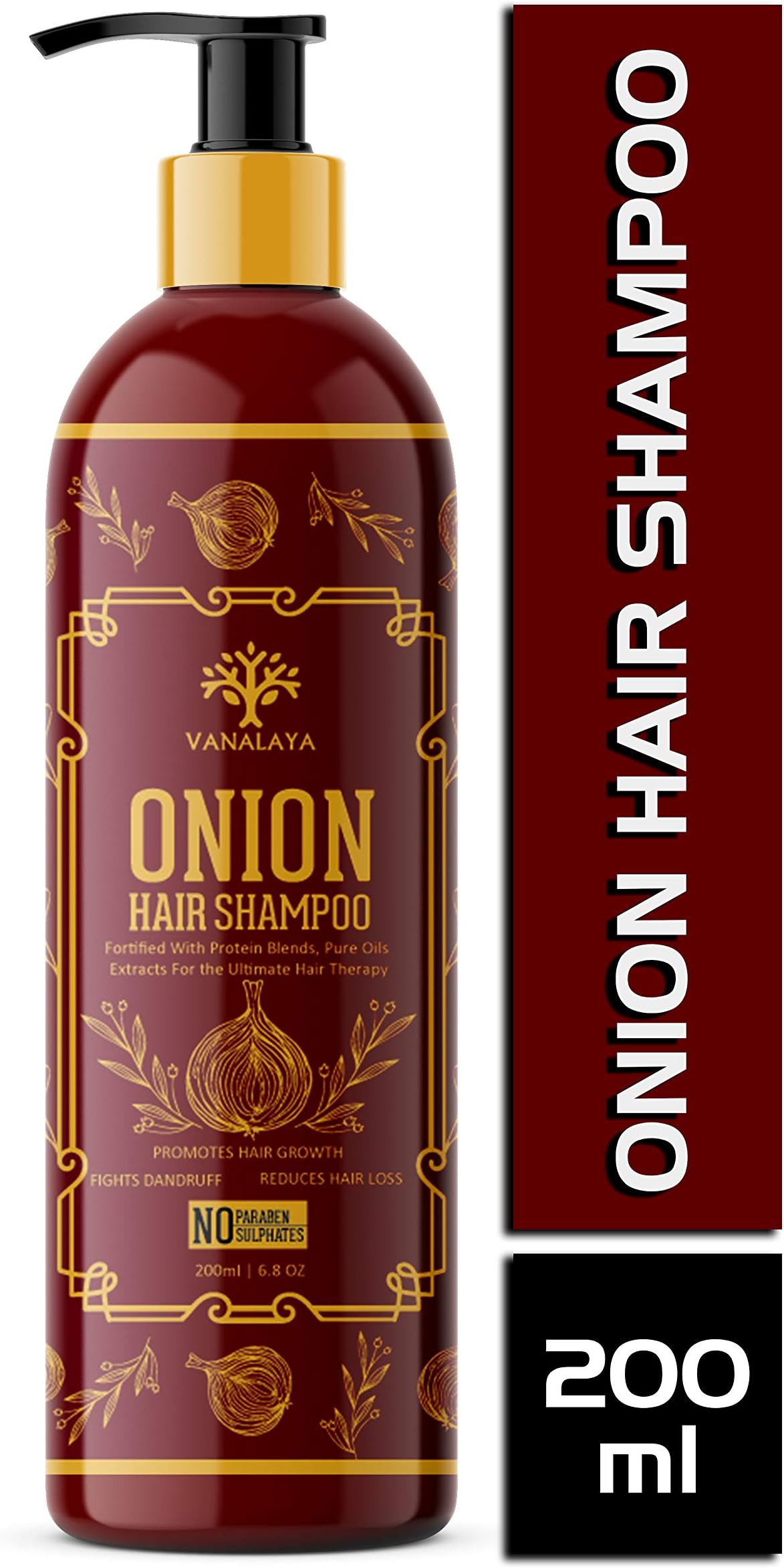 Vanalaya onion hair shampoo for Hair fall control and Dandruff control - No parabens and Suplate 200ml