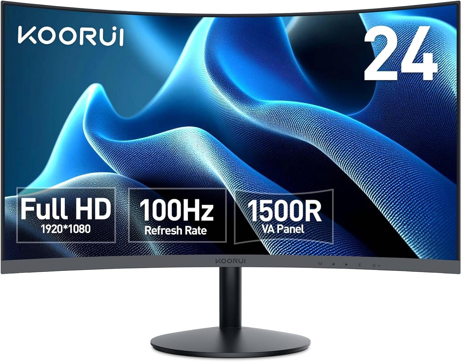 KOORUI 24 Inch Full HD (1920 x 1080) 100Hz Curved Monitor | 1500R Curved | Adaptive Sync | 1 x HDMI & 1 x VGA | Certified by TÜV Rheinland | Tilt Adjustable | HDMI Cable Incl. | 24N5CA