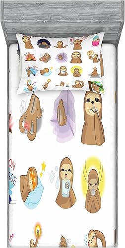 Miniatura 161 de Ambesonne Juego de sábanas bajeras y fundas de almohada de los años 90, patrón geométrico en estilo retro, formas redondas de triángulo de media