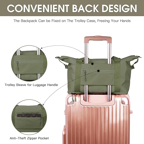 Miniatura 3 de BALEINE Bolsa de viaje para mujer, bolsa de mano para fin de semana, bolsa de lona grande, bolsa de gimnasio, bolsa de noche con compartimento para