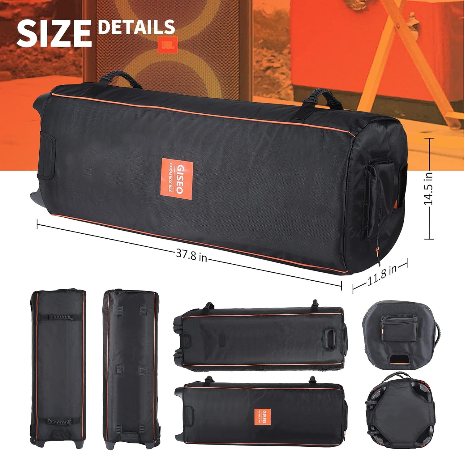 Speaker Bag Rugged Speaker Bag Carry Case Compatible with JBL Party Box Series, Portable Speaker Carry Tote Bag Backpack (For JBL partybox 1000 bag) - Image 3