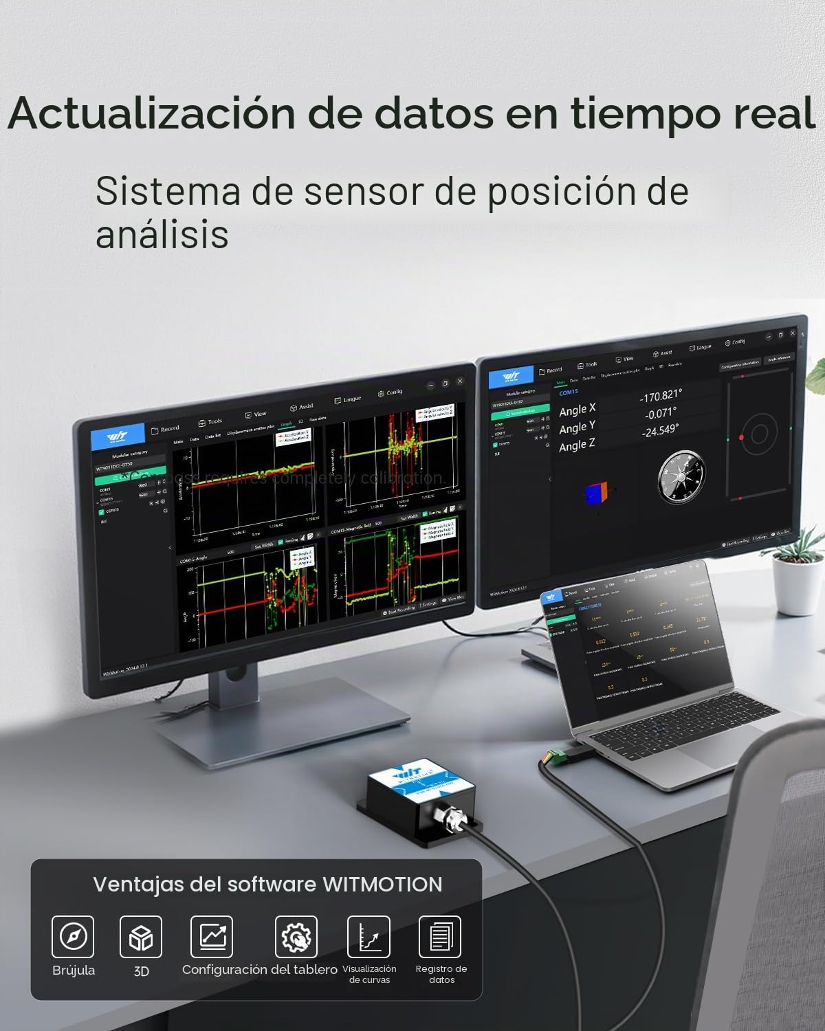 [Inclinómetro de 0,1° de grado industrial] HWT901B-RS232 Acelerómetro de 3 ejes + Giroscopio + Inclinómetro + Brújula digital + Presión atmosférica + Altitud, Módulo IMU MPU9250 de 9 ejes