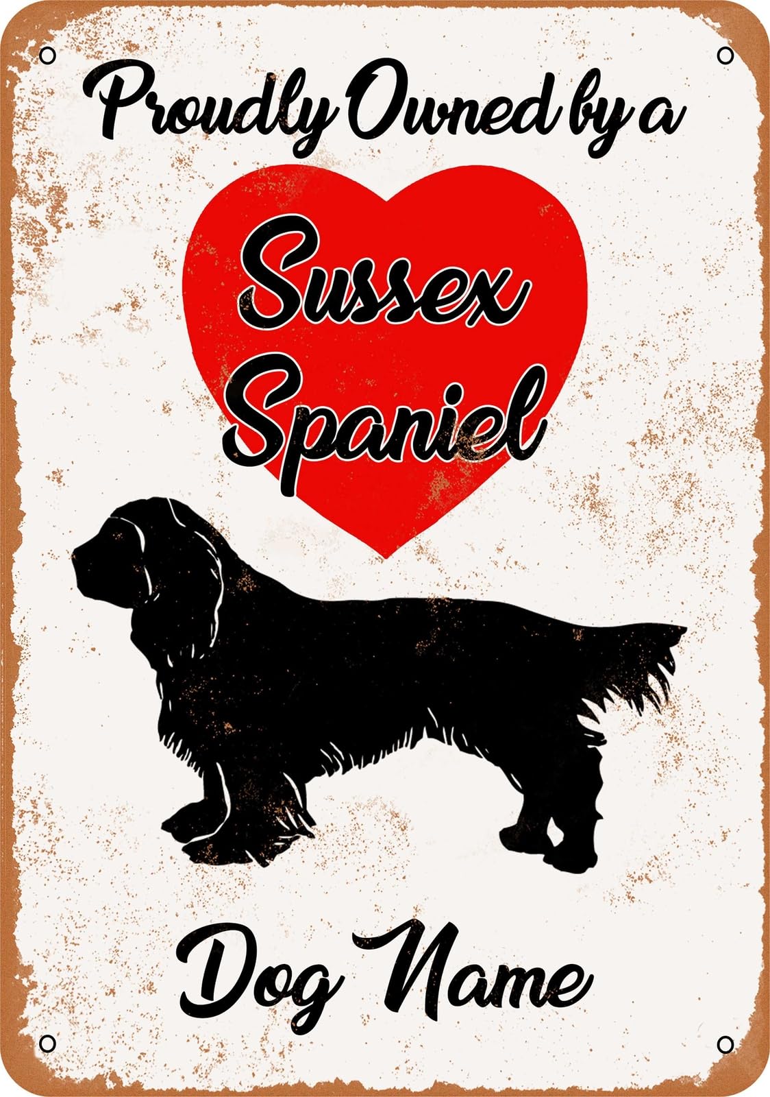 Miaomansenstore Metal Sign - Custom Dog Name - Sussex Spaniel - Vintage Look Home Decor