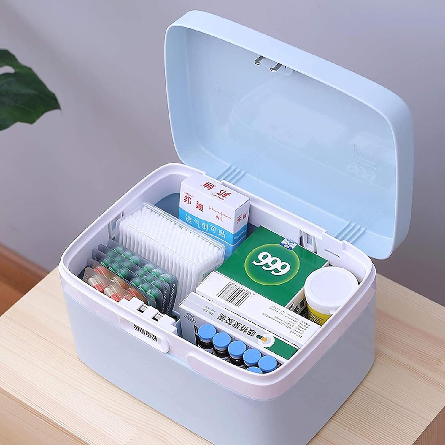 コンビネーションロック 薬箱 収納ボックス プラスチック容器 薬庫 薬庫 薬箱 薬 ハンドキャリー 家族 緊急キット ABS素材 3