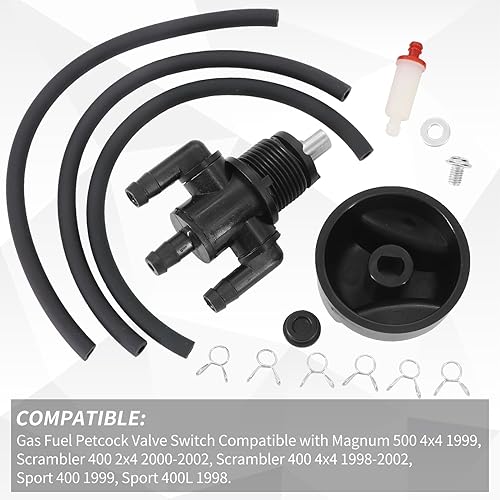 Miniatura 4 de KIPA Interruptor de válvula de gasolina de cierre de combustible de 3 vías 7052154 para Polaris Xplorer 300 400 Scrambler 400 Magnum 500 Trail Boss
