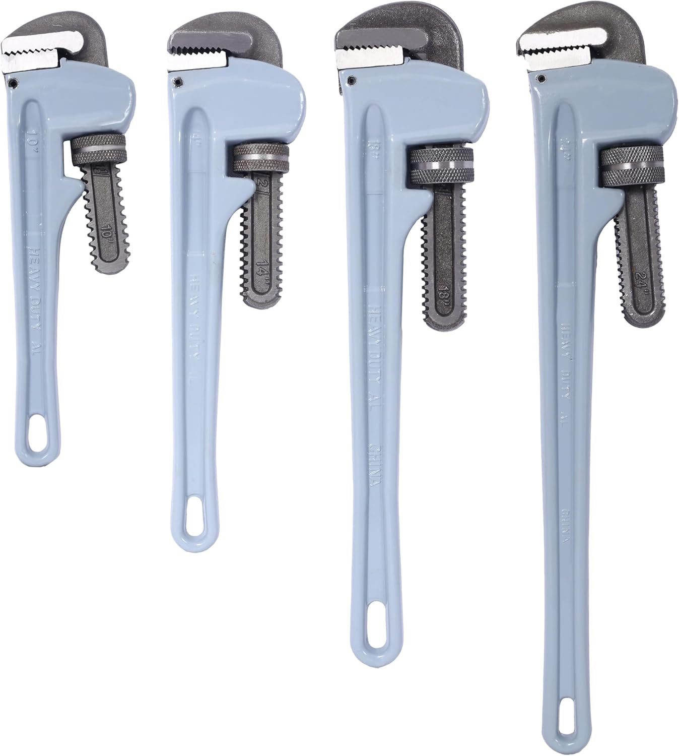 4PCS Aluminium Pipe Wrench Adjustable Jaw Plumbing Pipe Wrench (10" 14" 18" 24" inch) Pipe Wrench Set