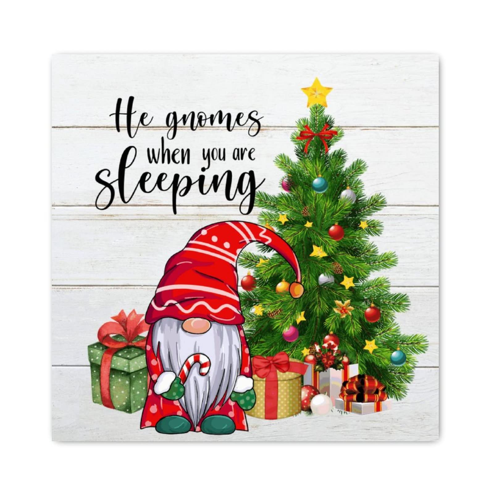 Panneau de Noël en bois rustique : déco murale de chambre 40x40 cm