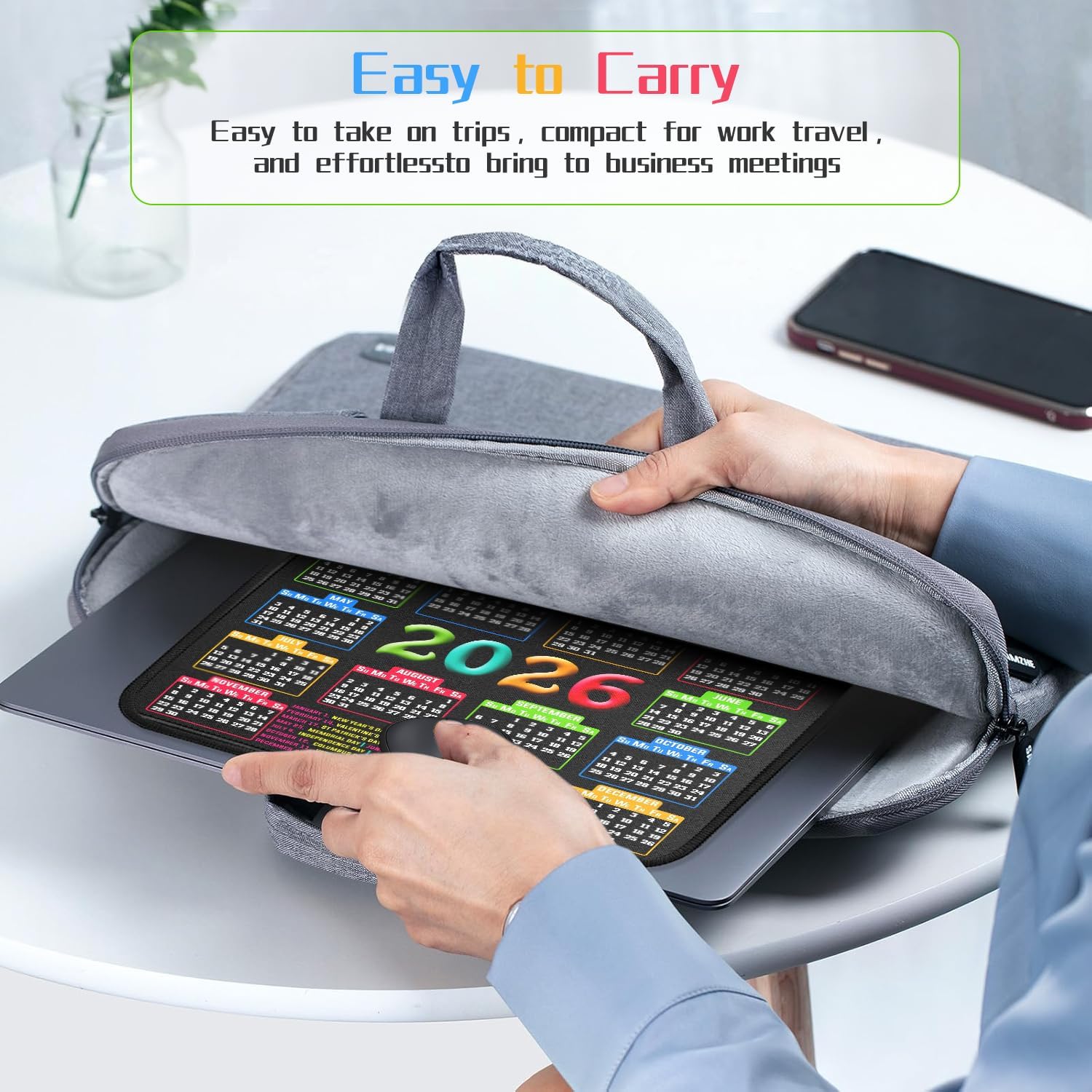 ZORBES® 1-Pack 2026 Calendar Mouse Pad Colored Monthly Date Mouse Pad 26 x 21 cm Non Skid Desk Calendar Mat for Office and Home