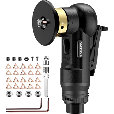 AMTOVL Pneumatic Chamfering Tool - Mini Air Chamfer Tool with 10 C-Angle & 10 R-Angle Blades, 45° 30000 RPM Chamfering Tool for Metal and Wood with 1/4" Air Inlet