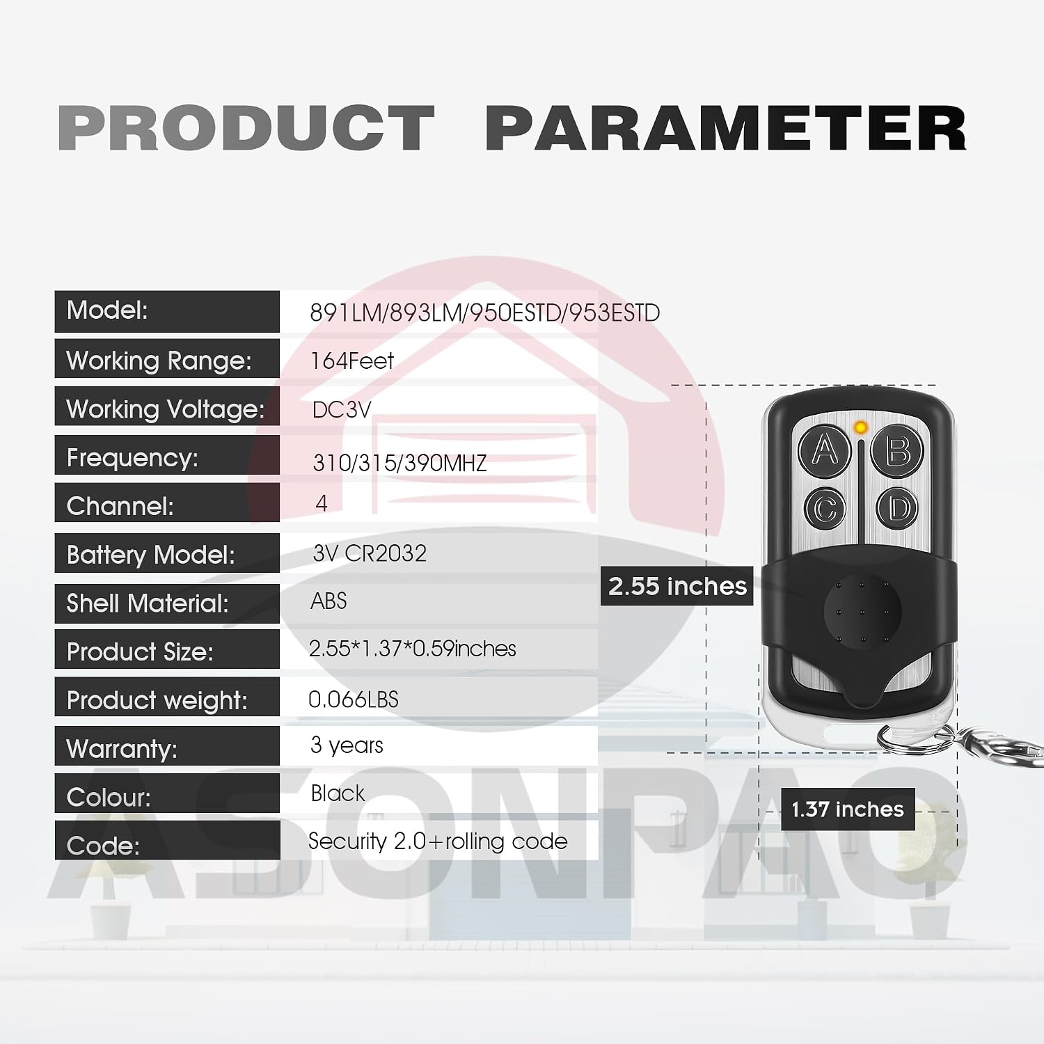 2-Pack 893LM 891LM Universal LiftMaster Garage Door Opener Remote | 3-Year Warranty FCC Certified