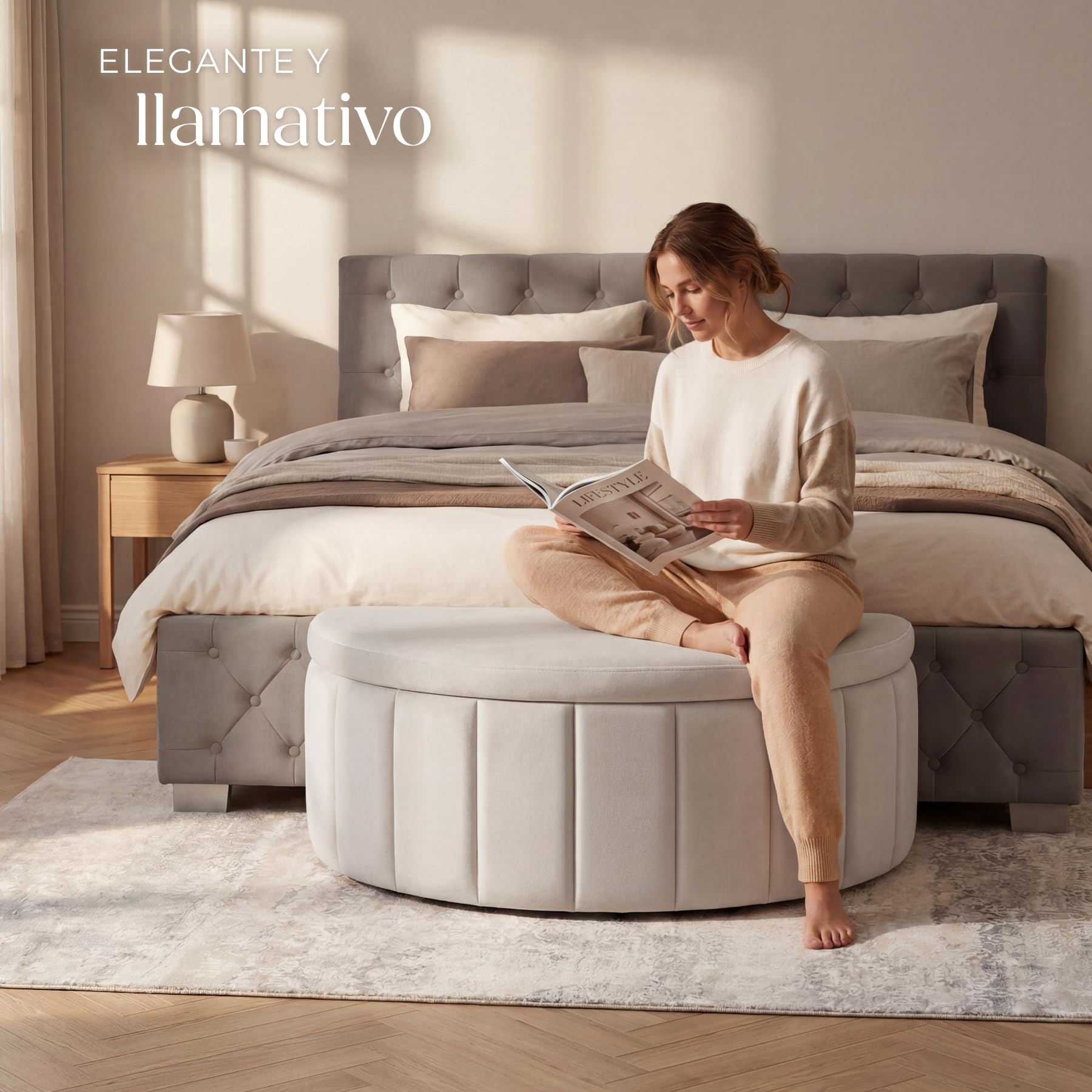 tectake® Banco Almacenaje, Puff Almacenaje, 48 x 108 x 40 cm Puf, Banco Recibidor, Tapa Acolchada, Muebles Auxiliares, Decoracion Habitacion, Mueble Dormitorio, Bancos, Arcon - Terciopelo Topo