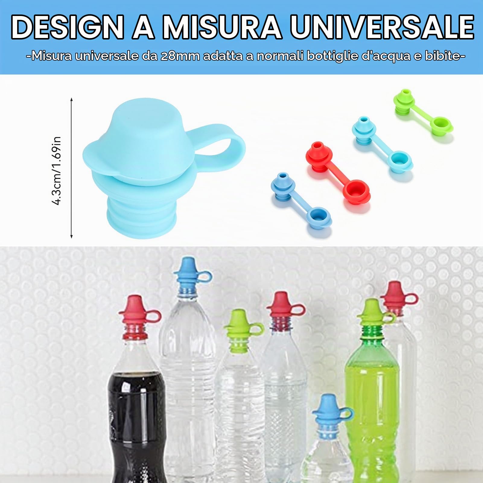 4 Tappi Per Bottiglia D'acqua Antigoccia, Adattatore Universale Per Beccuccio Per Bottiglia In Silicone Tappi Di Ricambio Bottiglia D'acqua Di Anti-Fuoriuscita Per Bottiglia D'acqua Per Adulti Bambini